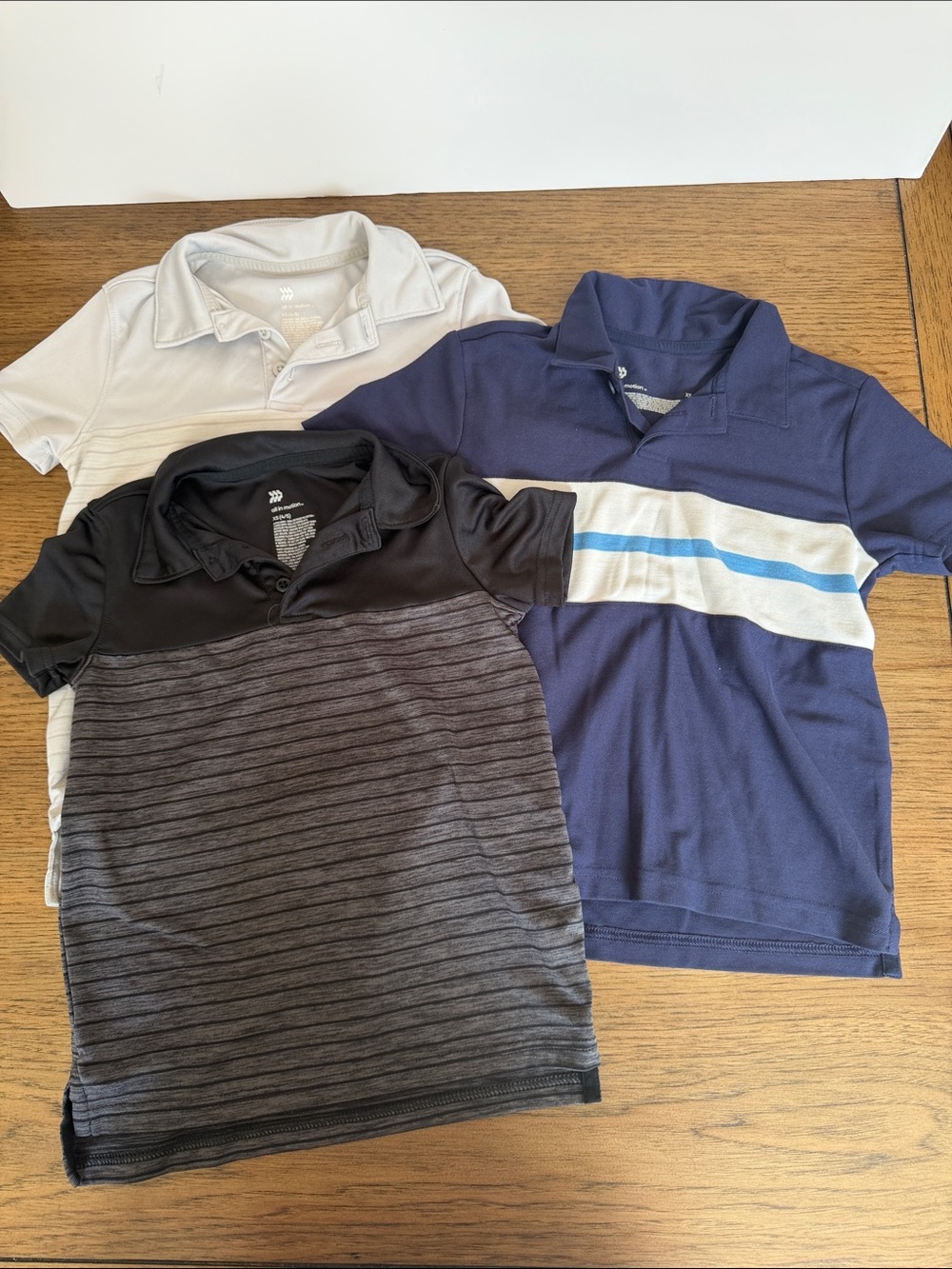 All in motion Kids Polo Shirt - Navy, Black, White - Classic Short Sleeve